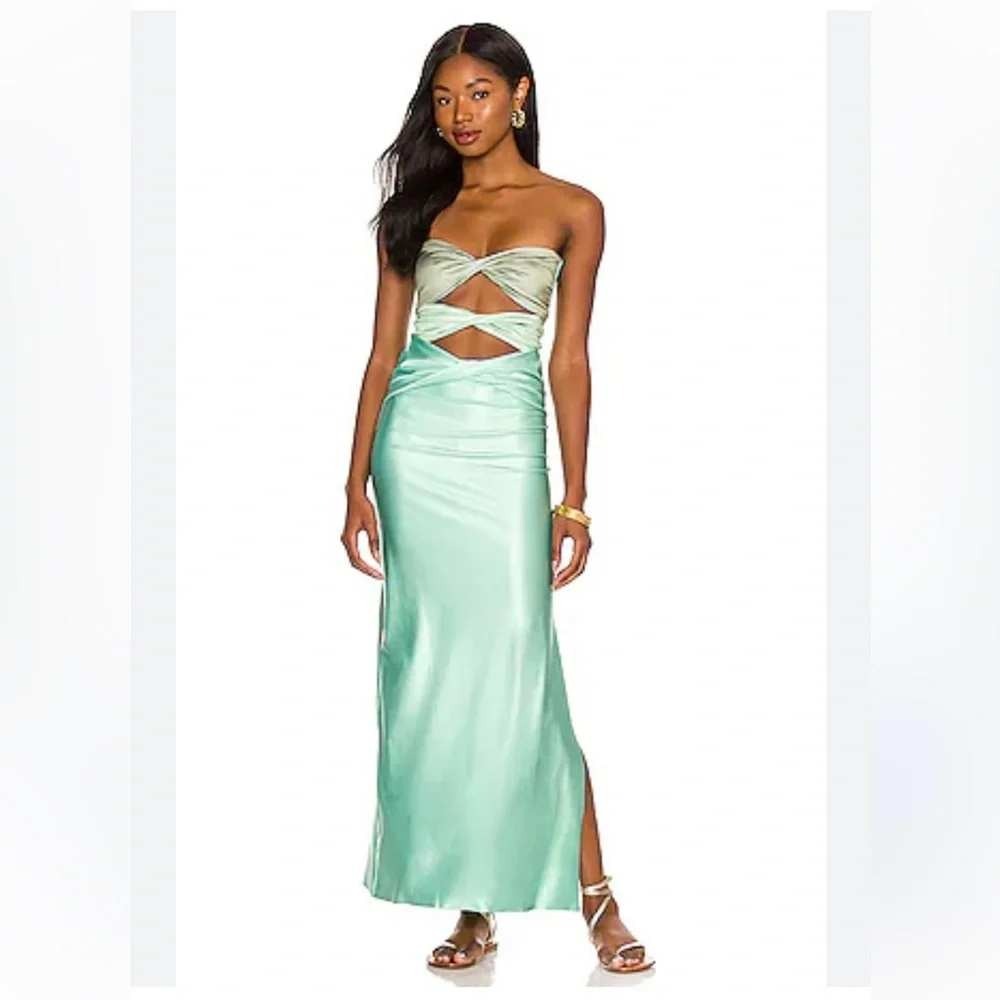 BAOBAB Ola Strapless Cut Out Midi Dress Matcha SMALL Green Mermaidcore Mermaid